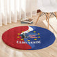 Santo Antao Cabo Verde Round Carpet Map With Me Maia Statue African Pattern