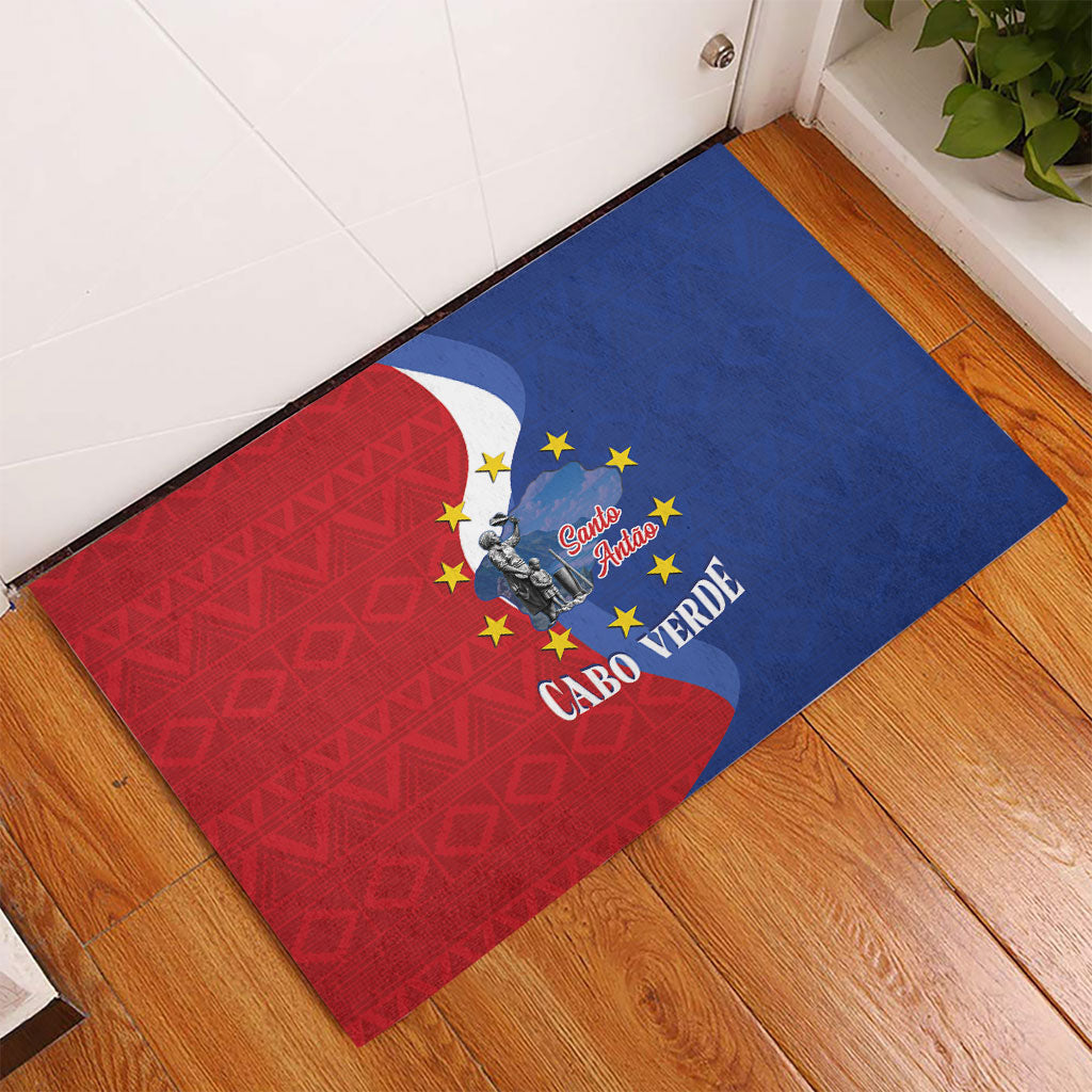 Santo Antao Cabo Verde Rubber Doormat Map With Me Maia Statue African Pattern