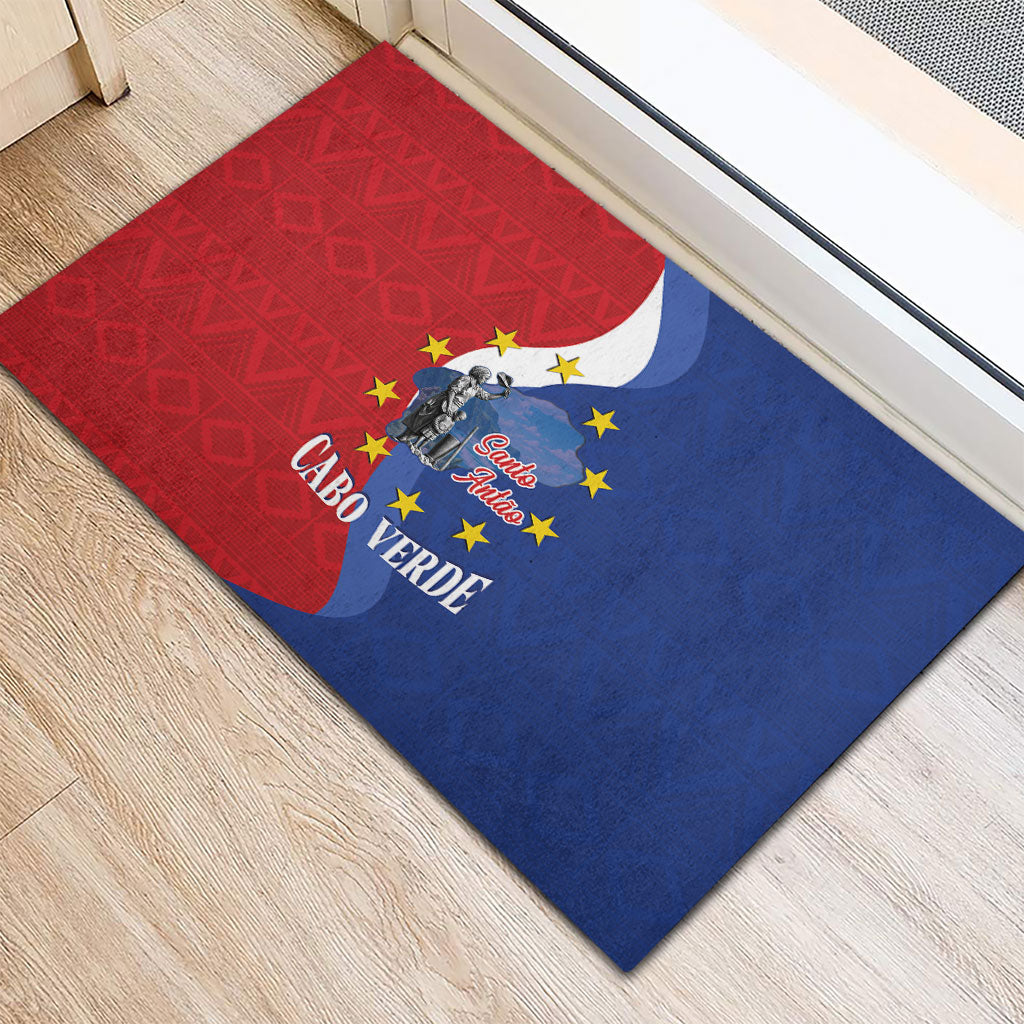 Santo Antao Cabo Verde Rubber Doormat Map With Me Maia Statue African Pattern