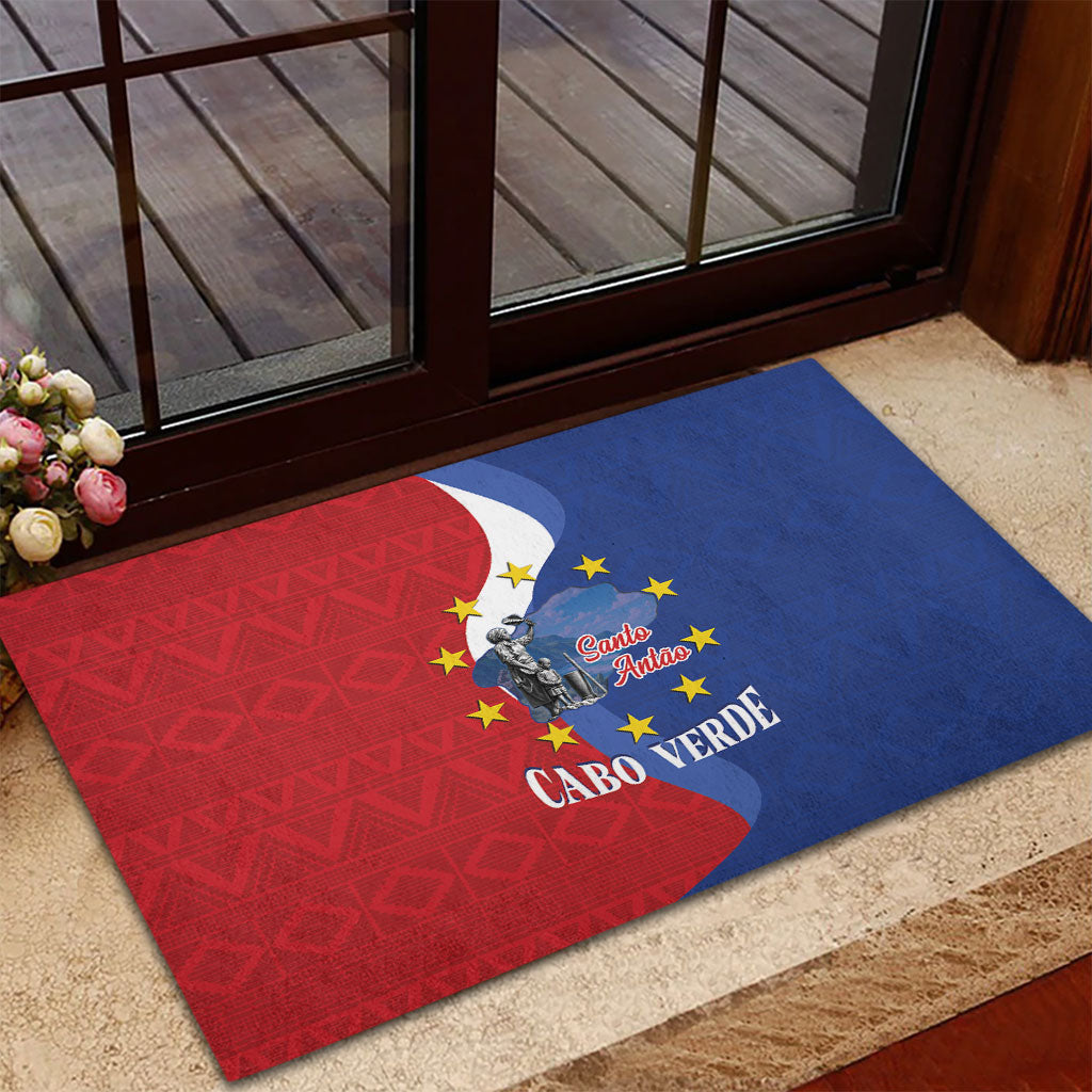 Santo Antao Cabo Verde Rubber Doormat Map With Me Maia Statue African Pattern