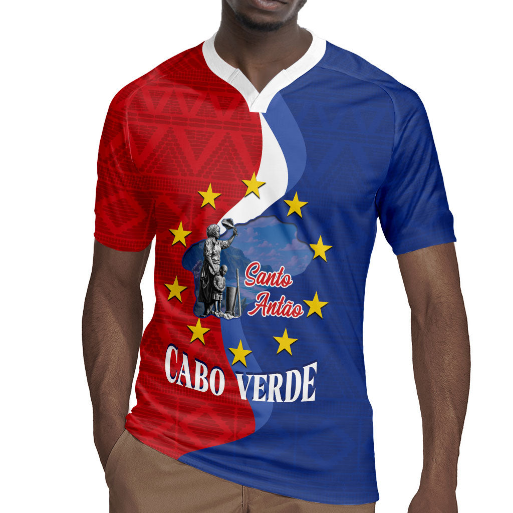 Santo Antao Cabo Verde Rugby Jersey Map With Me Maia Statue African Pattern