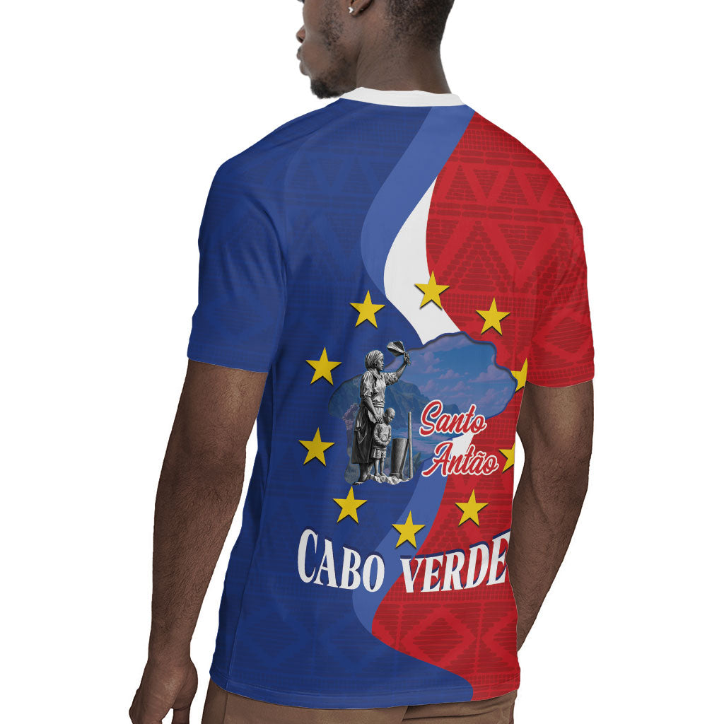 Santo Antao Cabo Verde Rugby Jersey Map With Me Maia Statue African Pattern