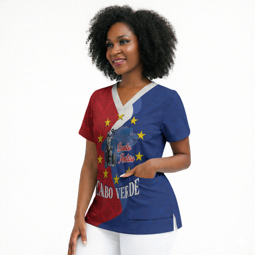 Santo Antao Cabo Verde Scrub Top Map With Me Maia Statue African Pattern