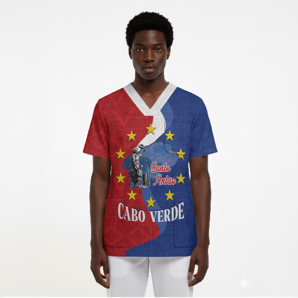 Santo Antao Cabo Verde Scrub Top Map With Me Maia Statue African Pattern