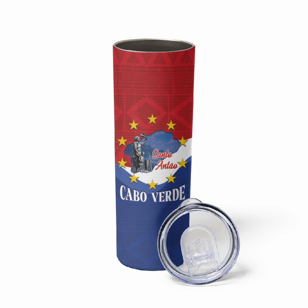 Santo Antao Cabo Verde Skinny Tumbler Map With Me Maia Statue African Pattern