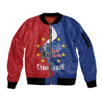 Santo Antao Cabo Verde Sleeve Zip Bomber Jacket Map With Me Maia Statue African Pattern