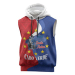 Santo Antao Cabo Verde Sleeveless Hoodie Map With Me Maia Statue African Pattern