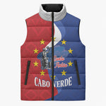 Santo Antao Cabo Verde Sleeveless Puffer Jacket Map With Me Maia Statue African Pattern