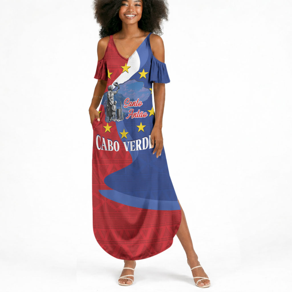 Santo Antao Cabo Verde Summer Maxi Dress Map With Me Maia Statue African Pattern