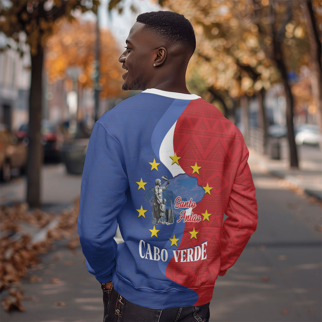 Santo Antao Cabo Verde Sweatshirt Map With Me Maia Statue African Pattern