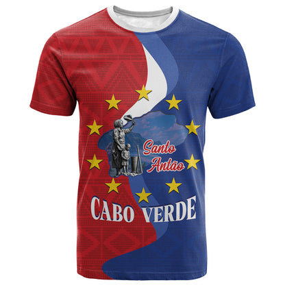 Santo Antao Cabo Verde T shirt Map With Me Maia Statue African Pattern
