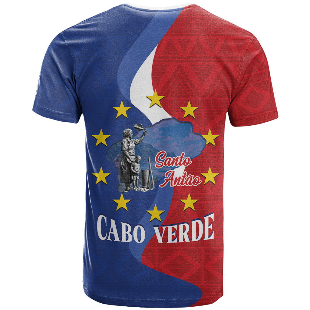 Santo Antao Cabo Verde T shirt Map With Me Maia Statue African Pattern
