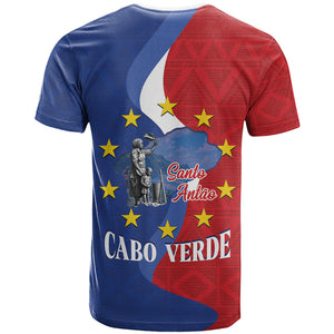 Santo Antao Cabo Verde T shirt Map With Me Maia Statue African Pattern
