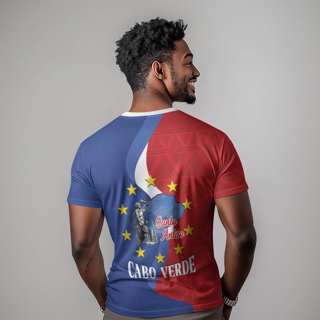 Santo Antao Cabo Verde T shirt Map With Me Maia Statue African Pattern