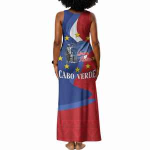 Santo Antao Cabo Verde Tank Maxi Dress Map With Me Maia Statue African Pattern