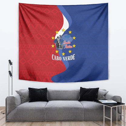 Santo Antao Cabo Verde Tapestry Map With Me Maia Statue African Pattern