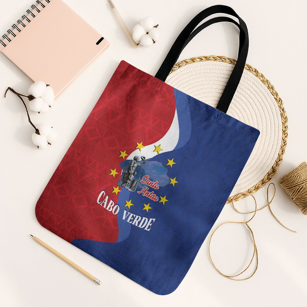 Santo Antao Cabo Verde Tote Bag Map With Me Maia Statue African Pattern