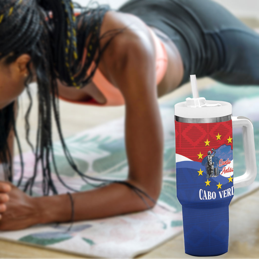 Santo Antao Cabo Verde Tumbler With Handle Map With Me Maia Statue African Pattern