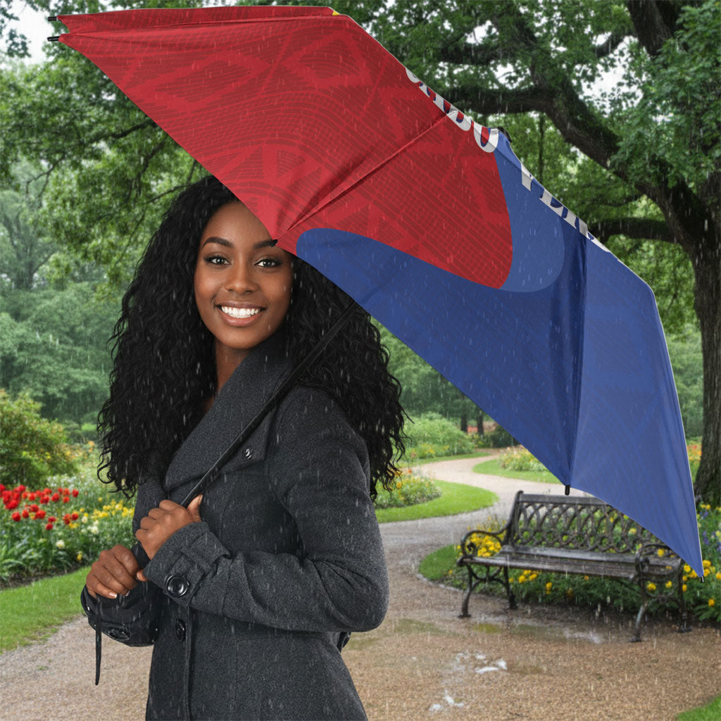 Santo Antao Cabo Verde Umbrella Map With Me Maia Statue African Pattern