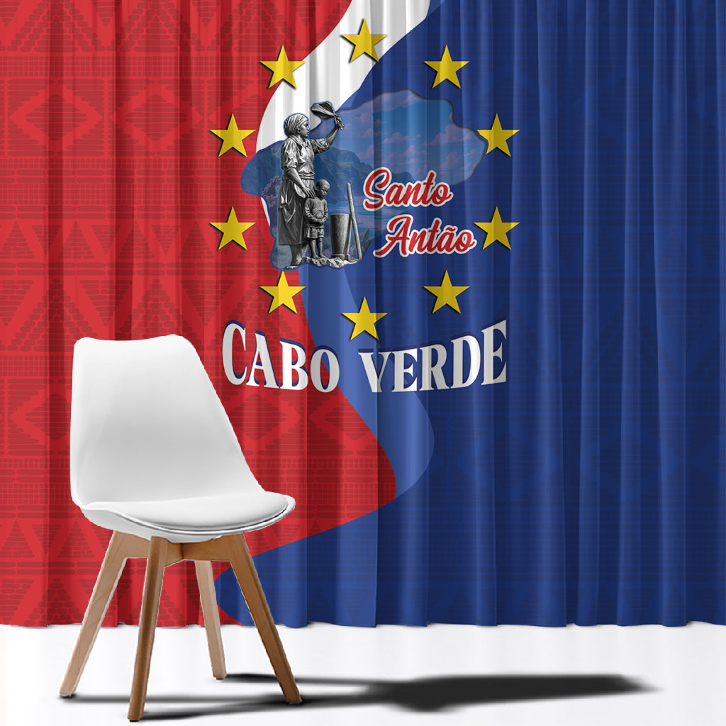 Santo Antao Cabo Verde Window Curtain Map With Me Maia Statue African Pattern