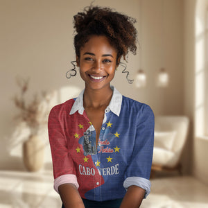 Santo Antao Cabo Verde Women Casual Shirt Map With Me Maia Statue African Pattern