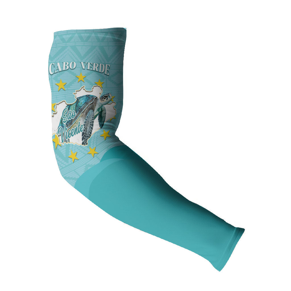 Sao Vincente Cabo Verde Arm Sleeves Map With Sea Turtle African Pattern