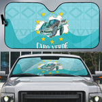 Sao Vincente Cabo Verde Auto Sun Shade Map With Sea Turtle African Pattern