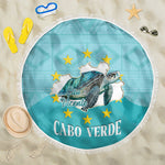 Sao Vincente Cabo Verde Beach Blanket Map With Sea Turtle African Pattern