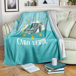 Sao Vincente Cabo Verde Blanket Map With Sea Turtle African Pattern
