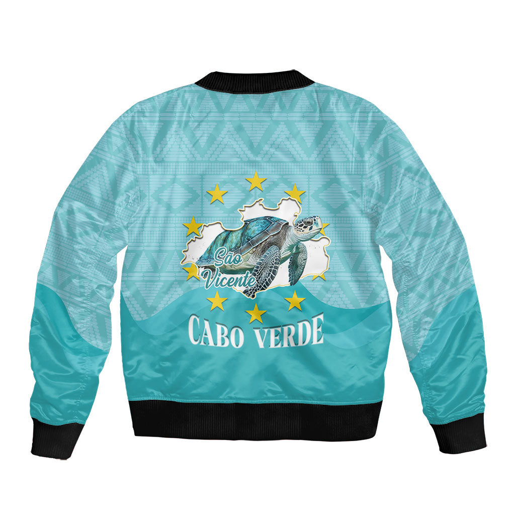 Sao Vincente Cabo Verde Bomber Jacket Map With Sea Turtle African Pattern
