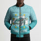 Sao Vincente Cabo Verde Bomber Puffer Jacket Map With Sea Turtle African Pattern