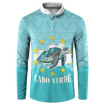 Sao Vincente Cabo Verde Button Sweatshirt Map With Sea Turtle African Pattern
