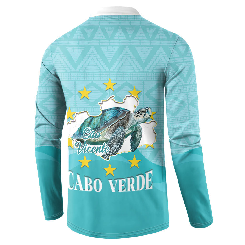 Sao Vincente Cabo Verde Button Sweatshirt Map With Sea Turtle African Pattern