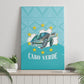Sao Vincente Cabo Verde Canvas Wall Art Map With Sea Turtle African Pattern