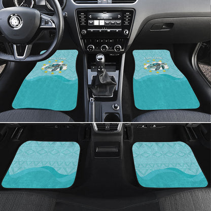 Sao Vincente Cabo Verde Car Mats Map With Sea Turtle African Pattern