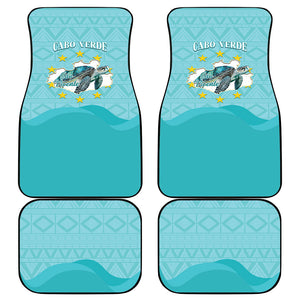 Sao Vincente Cabo Verde Car Mats Map With Sea Turtle African Pattern