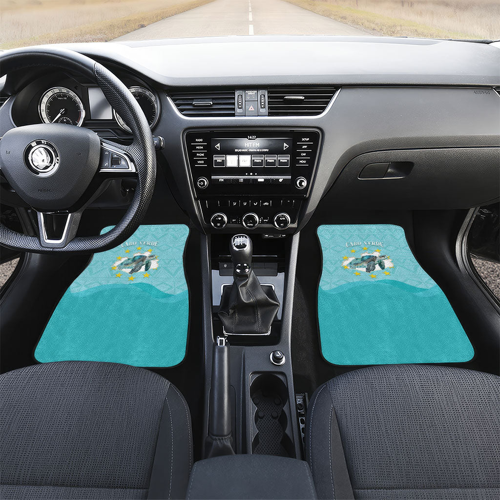 Sao Vincente Cabo Verde Car Mats Map With Sea Turtle African Pattern