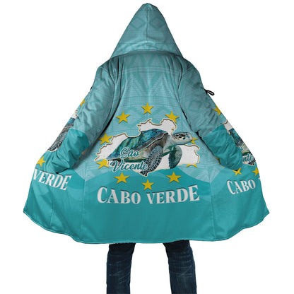 Sao Vincente Cabo Verde Cloak Map With Sea Turtle African Pattern