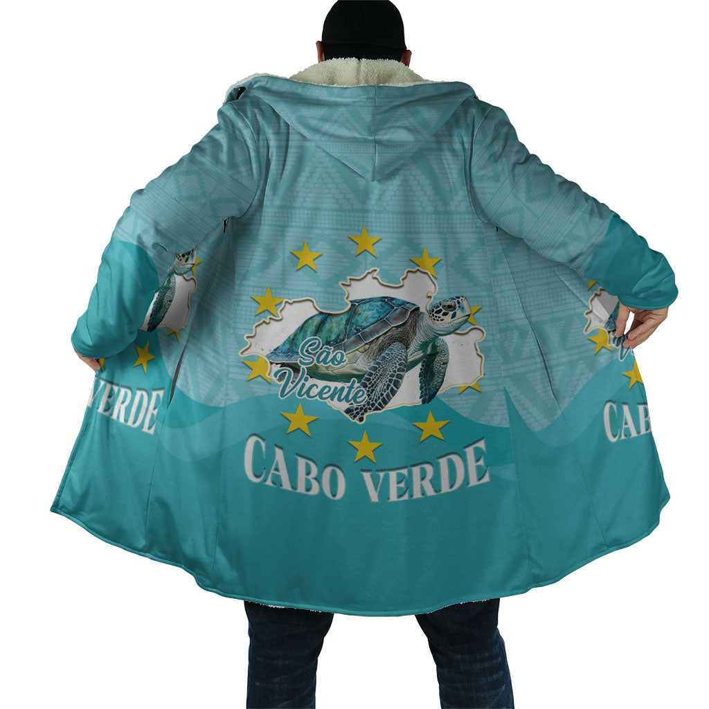 Sao Vincente Cabo Verde Cloak Map With Sea Turtle African Pattern
