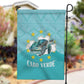 Sao Vincente Cabo Verde Garden Flag Map With Sea Turtle African Pattern