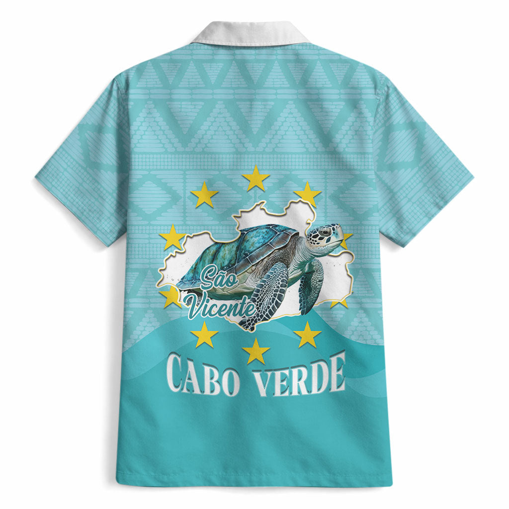 Sao Vincente Cabo Verde Hawaiian Shirt Map With Sea Turtle African Pattern