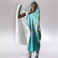 Sao Vincente Cabo Verde Hooded Blanket Map With Sea Turtle African Pattern