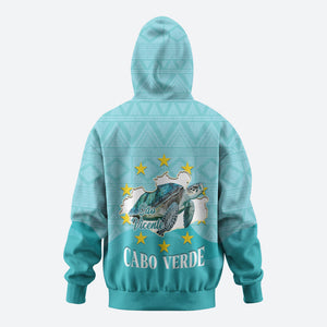Sao Vincente Cabo Verde Hoodie Map With Sea Turtle African Pattern
