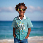 Sao Vincente Cabo Verde Kid Hawaiian Shirt Map With Sea Turtle African Pattern