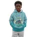 Sao Vincente Cabo Verde Kid Hoodie Map With Sea Turtle African Pattern