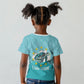 Sao Vincente Cabo Verde Kid T shirt Map With Sea Turtle African Pattern