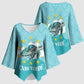 Sao Vincente Cabo Verde Kimono Sleeve Blouse Map With Sea Turtle African Pattern