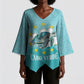 Sao Vincente Cabo Verde Kimono Sleeve Blouse Map With Sea Turtle African Pattern