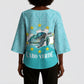 Sao Vincente Cabo Verde Kimono Sleeve Blouse Map With Sea Turtle African Pattern