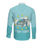 Sao Vincente Cabo Verde Long Sleeve Button Shirt Map With Sea Turtle African Pattern
